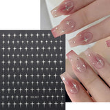 Sliver Stars Nails Stickers 3D Bronzing Laser White Cross Starlight Glossychic Y2k Stylish Adhesive Manicure Decorations SO-167