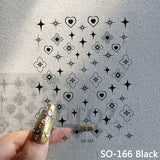 Sliver Stars Nails Stickers 3D Bronzing Laser White Cross Starlight Glossychic Y2k Stylish Adhesive Manicure Decorations SO-167