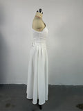 ZJKRL -  New Spring Summer Elegant Ruched One Shoulder Lace Up Maxi Dress Women Solid Party Evening Wedding Long Dress Women