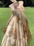 New Women Fashion Elegant Casual Floral Summer Dress Vintage Chic A-Line Party Birthday Clothes Female One Pieces Vestidos Robe