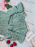Zjkrl  -  Summer Ladies Elegant Dot Print Chic Dress Women Casual Butterfly Sleeve Ruffles Medium Long Chiffon Dress