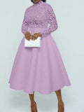 ZJKRL -  Elegant Party Dresses Woman Fall Fashion Lace Long Sleeve See Through Dress Vintage Laides Evening Dress