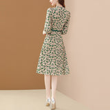 Zjkrl - Chiffon Dress Women Puff Sleeve Elegant Big Swing Spring Dresses Slim With Belt  A-line Dresses For Women Party Vestidos