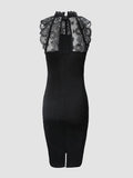 Zjkrl - Glitter Contrast Lace Party Dress