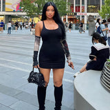 ZJKRL -  3-Color European And American Minimalist Style Ultra-Dense High-Elastic Broadband Back Cross Solid Color Hip Dress Skirt