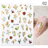 Zjkrl - 1pcs Gold iridescent Maple Leaf 3D Nail Sticker Fall Autumn Pattern Adhesive Transfer Stickers Shiny DIY Nail Art Decoration