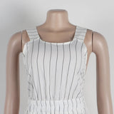 ZJKRL -  Summer Women White Casual Dress A-line Backless Dresses with Crossed Neck on Back Elegant and Youthful Sexy Dresses Stripe Print