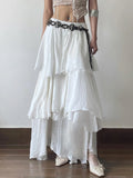 ZJKRL -  Elegant Multi-layer Long Skirt Fairycore y2k Loose White High Waist Skirts for Women Vintage 90s Outfits Summer Holiday