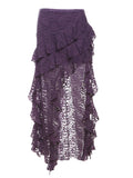ZJKRL -  Tassels Women Skirts Irregular Hem Multi-Layered Ruffles Lace Patchwork Sweet Summer Trend Daily Skinny Versatile Bottoms