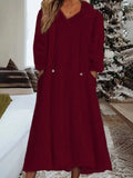 ZJKRL -  Winter Velvet Maxi Dress Women Fuzzy Fleece Hoodie Dress Casual Long Sleeve Hooded Sweatshirt Dress Sherpa Flannel Nightgowns