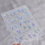 Zjkrl - Gold Silver Butterfly New Bronzing High Quality Adhesive Gilded Nail Stickers Nail Art Decorations Nail Decals Design T-2559