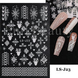 Zjkrl - Christmas Nail Sticker 3D Reflective Shiny Glitter Gold Silver Snowflake Elk Bells Decal Slider For Manicure Decoration NLLS-J24