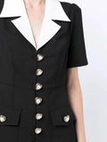 ZJKRL -  Fashion Women Short Sleeve Button Office Wide Leg Jumpsuits Elegant Summer OL Chic Party Outfits One Piece Suit Rompers