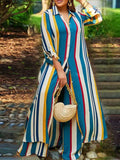 ZJKRL -  Elegant 2-piece Sets for Women Fall Winter Outfits Pants Suit with Long Shirt Blouse Full Sleeve Striped Plus Size Matching Sets