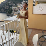 Zjkrl  -  holiday outfits Summer Sexy Open Back Sleeveless Slip Maxi Dress Cut Out Club Party Dresses Holiday Elegant Outfits Satin Vestido Summer Dress