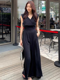 ZJKRL -  White Haute Couture Elegant Jumpsuit For Women'S Summer V-Neck Sleeveless Chic Slit Style Slim Fit Jumpsuit