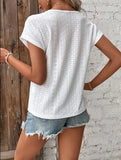 Zjkrl  -  holiday outfits Women's Tees Casual Tops Summer Cotton Material  Female Solid Hollow V-neck Short Sleeve T-shirt S-XXXL