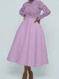 ZJKRL -  Elegant Party Dresses Woman Fall Fashion Lace Long Sleeve See Through Dress Vintage Laides Evening Dress