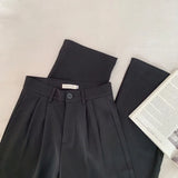 Zjkrl  - holiday outfits High Waist Women Suit Pants Fall Straight Office Ladies Korean Fashion Trousers Casual Button Loose Female Black Pants New