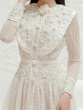 Zjkrl  -  holiday outfits Vintage Lace Woman High Waist Autumn Elegant Dress Luxury Embroidery Party Runway Long Sleeve Boho Spring Dresses Women