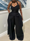 ZJKRL -  Elegant Formal Jumpsuits Women Halter Neck Full-length Jumpsuit Sexy One-piece Outfit High Waist Female Sleeveless Long Jumpsuit