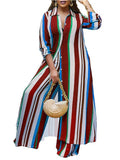 ZJKRL -  Elegant 2-piece Sets for Women Fall Winter Outfits Pants Suit with Long Shirt Blouse Full Sleeve Striped Plus Size Matching Sets