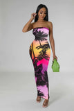ZJKRL  -  Tie Dye Striped Maxi Long Strapless Midi Bodycon Women Dress  Summer Stretch Vestidos Sexy Party Evening Dresses