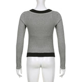 Zjkrl  -  2000s Fake Two Pieces T-Shirts Y2k Autumn Long Sleeves T Shirt Women Patchwork Cut Shoulder Out Tees Harajuku Crop Top