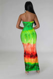 ZJKRL  -  Tie Dye Striped Maxi Long Strapless Midi Bodycon Women Dress  Summer Stretch Vestidos Sexy Party Evening Dresses