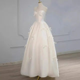 Zjkrl  -  Strapless Light Wedding Dress New Bridal Floral Satin Bow Dresses Vintage Sleeveless Princess Bride's Gowns