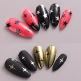Sliver Stars Nails Stickers 3D Bronzing Laser White Cross Starlight Glossychic Y2k Stylish Adhesive Manicure Decorations SO-167