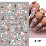 Zjkrl - Christmas Nail Sticker 3D Reflective Shiny Glitter Gold Silver Snowflake Elk Bells Decal Slider For Manicure Decoration NLLS-J24