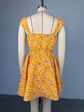 ZJKRL -  Short Sexy Women Dresses A Line High Waisted Short Summer Dress Square Collar Elegant Sweet Lady Dresses