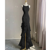 Zjkrl  -  Elegant White Round Neck Slim Fit Sleeveless Women Wedding Dress Evening Party Gown with Ruffles Vestidos De Novia