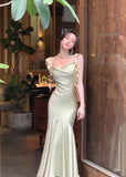 ZJKRL -  New Summer French Fashion Women Spaghetti Strap Elegant Long Mermaid Ruffles Dresses Evening Party Prom Clothes