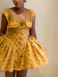 ZJKRL -  Short Sexy Women Dresses A Line High Waisted Short Summer Dress Square Collar Elegant Sweet Lady Dresses
