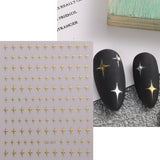 Sliver Stars Nails Stickers 3D Bronzing Laser White Cross Starlight Glossychic Y2k Stylish Adhesive Manicure Decorations SO-167