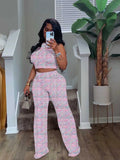 ZJKRL -  2 Piece Sets Womens Outfits Elegant Stretchy Knitted Summer Suit Sexy Sleeveless Top and Pant Suit