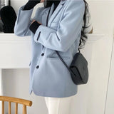 ZJKRL -  Korean Style Woolen Outerwear Women's Blazer Solid Coats Single Breasted Winter Autumn New Jackets Casual Female Clothing