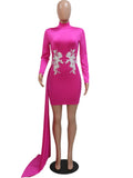 Zjkrl - Beautiful Embroidered Bodycon Mini Dress For Women Long Straps Invite Rhinestone Party Dress Birthday Outfits Clubwear