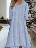 ZJKRL -  Winter Velvet Maxi Dress Women Fuzzy Fleece Hoodie Dress Casual Long Sleeve Hooded Sweatshirt Dress Sherpa Flannel Nightgowns