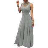 ZJKRL -  New Casual Ruffle Maxi Dress Women Solid Tank Sleeveless O Neck Party Wedding Club Holiday Business Long Dress Women