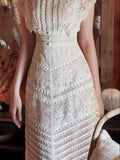 Zjkrl  -  holiday outfits Boho Backless Dress Embroidery Lace Party Woman Sexy Dresses Runway Vintage Summer Sundress Women Beach Sleeveless Vestido
