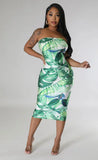 ZJKRL -  Women Print Strapless Bodycon Midi Mid-calf Length Dress  Sexy Off Shoulder Party Evening Summer Chic Vestidos Dresses