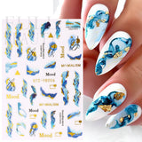 Zjkrl - Christmas Nail Sticker 3D Reflective Shiny Glitter Gold Silver Snowflake Elk Bells Decal Slider For Manicure Decoration NLLS-J24