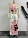 ZJKRL -  2 Piece Sets Women Outfit Casual Elegant Summer One Shoulder Tank and Long Pant Ladies Suits Sexy