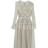 Zjkrl  -  holiday outfits Vintage Lace Woman High Waist Autumn Elegant Dress Luxury Embroidery Party Runway Long Sleeve Boho Spring Dresses Women