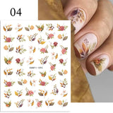 Zjkrl - 1pcs Gold iridescent Maple Leaf 3D Nail Sticker Fall Autumn Pattern Adhesive Transfer Stickers Shiny DIY Nail Art Decoration