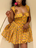 ZJKRL -  Short Sexy Women Dresses A Line High Waisted Short Summer Dress Square Collar Elegant Sweet Lady Dresses