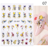 Zjkrl - 1pcs Gold iridescent Maple Leaf 3D Nail Sticker Fall Autumn Pattern Adhesive Transfer Stickers Shiny DIY Nail Art Decoration